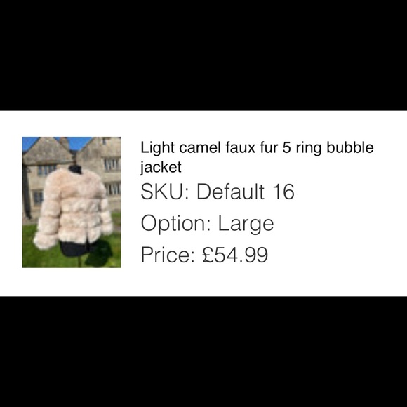 Light Camel Faux Fur 5 Ring Bubble Jacket - Picture 8 of 8